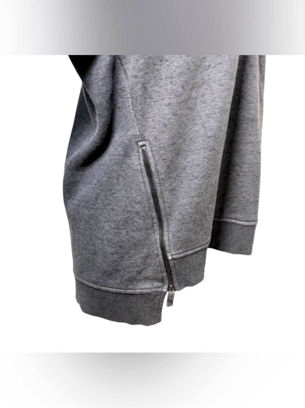 UGG Morgan Side Zip Distressed Sweatshirt in Gray Size Medium - Picture 6 of 10